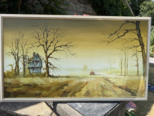 Orig vintage mid century oil - vintage, mid-century