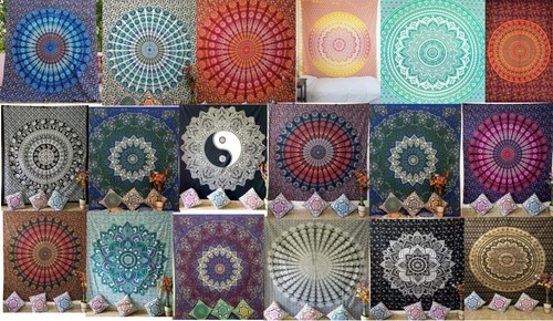 Indian mandala wall tapestry - mandala,