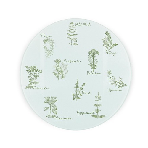 Green herbs round worktop - green,