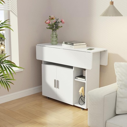 Mobile drop leaf dining table - leaf,