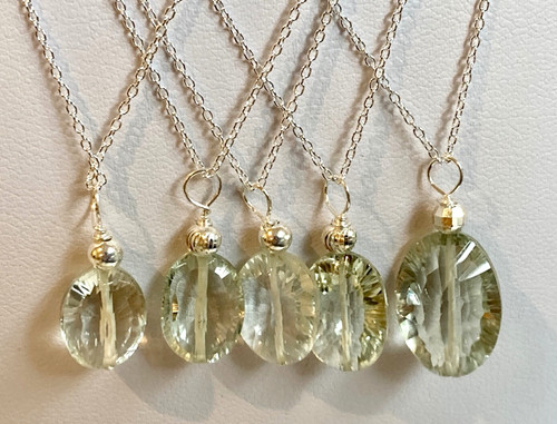 Prasiolite faceted oval - prasiolite,
