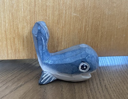 Hand carved wooden blue whale - wooden,