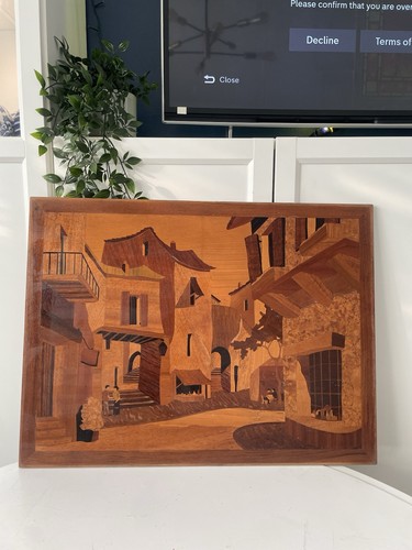 Vintage italian marquetry wall - marquetry,