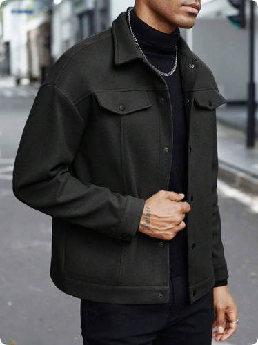 Men lapel collar wool look - collar,