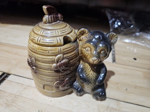 Vintage brown ceramic honey - vintage,