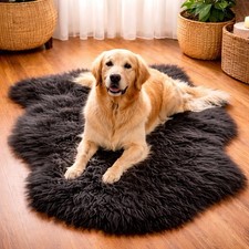 Natural black sheepskin - sheepskin, rug