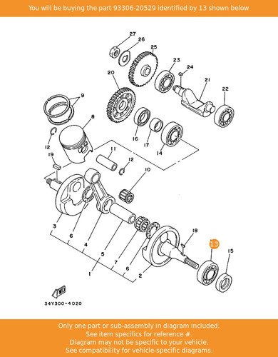 Yamaha bearing 93306 20529 - yamaha, 93306-20529