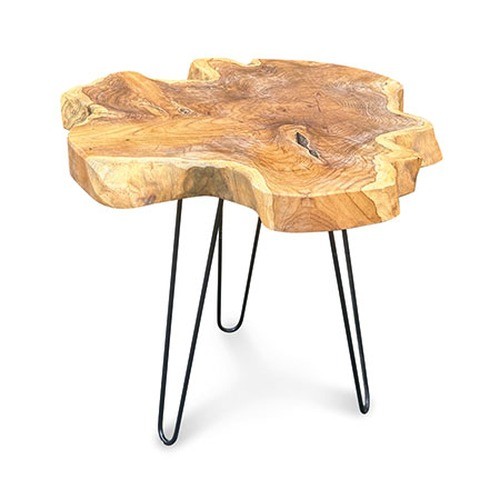 Bali teak side table - side, with
