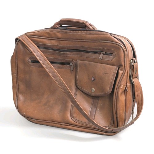Vintage brown leather holdall - brown,