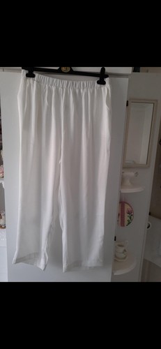 Ladies white silky trousers - silky,