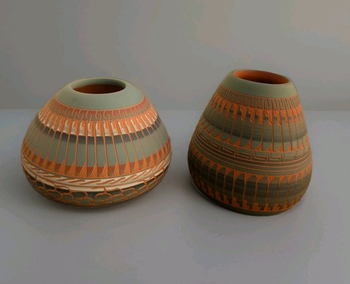 Pair signed navajo pottery - pair,