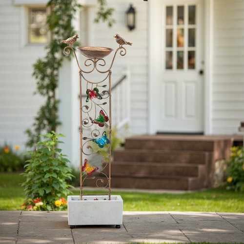 Metal bird bath bowl garden - bird,