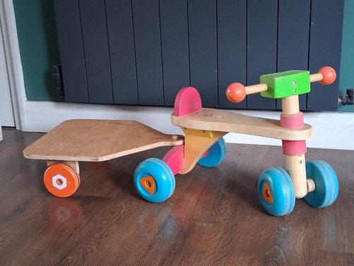 Wooden kids trike - wooden, trailer