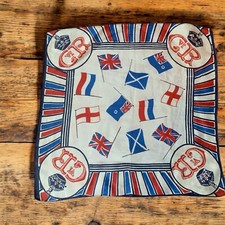 Vintage Souvenir George VI Coronation 1937 Silk Napkin Handkerchief Scarf
