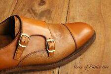 Herring Hound Tan Brown Grain Leather Double Monk Shoes Men's UK 8 F EU 42 US 7