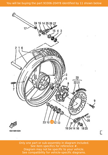 Yamaha bearing 93306 204y8 - bearing,, 93306-204y8