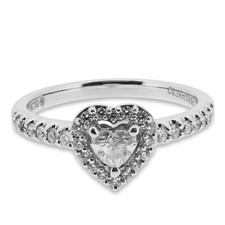 18ct White Gold Heart-Shaped Diamond Halo Ring