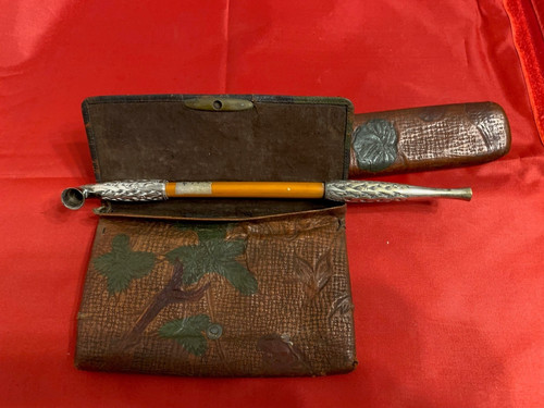 Japanes leather tobacco pouch - leather,