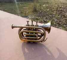 Brass Antique finish Decorative Trumpet Pocket 3 Valve Mouthpiece Gift