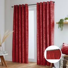 Crushed Velvet Curtains Pair Tape Top Fully Lined- Black - Silver - White