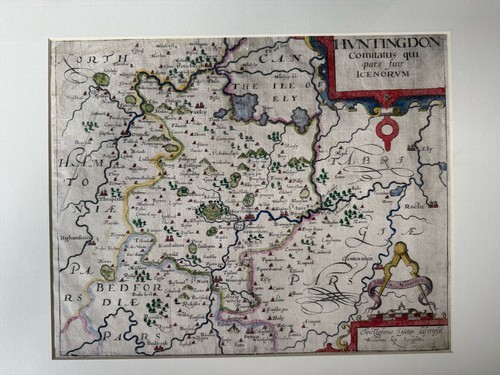 Antique map huntingdonshire - map,