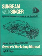 SUNBEAM ALPINE SPORTS CAR,RAPIER,SINGER GAZELLE & VOGUE HAYNES MANUAL 1955-1965