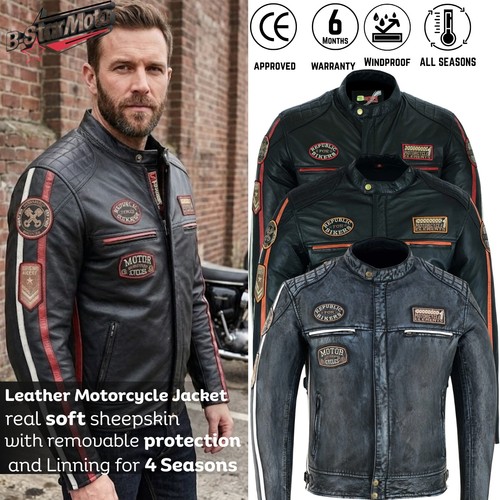 Men armored biker leather - armored,