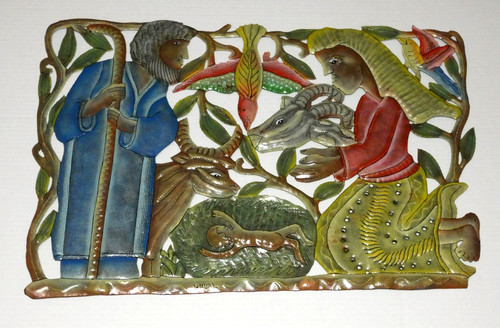 Vintage haitian metal wall art - vintage,
