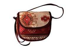 Gorgeous Leather Carpet Kilim Handbag Brand New Timeless 