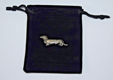 Pageant Dachshund Sausage Dog Brooch Pin Pewter Vintage Retro Doxie Daxie
