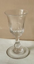 Antique Facet Cut Small Wine or Port Glass with a Ball Knop & Polished Pontil