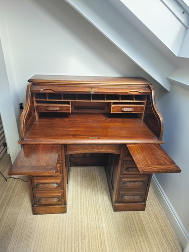 Oak rolltop desk feige - oak, desk,