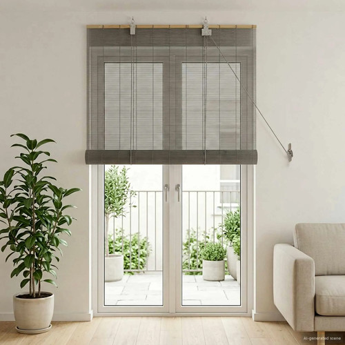 Walplus grey bamboo roller - walplus,