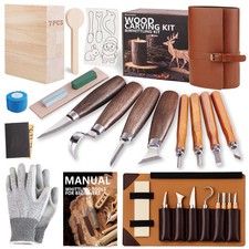 Wood Carving Kit Whittling Kit: Deluxe Wood Carving Tools Knife Set with Leather