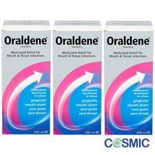 3 X Oraldene Original Mouthwash for Mouth & Throat Infections 200ml