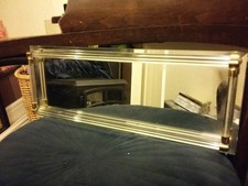 VINTAGE mirrored vanity tray with glass rails 40cm Bevelled mirror base 