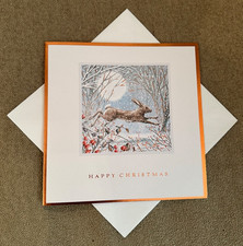 Pack of 5 "Rabbit in Moonlight" Christmas Cards - new with envelopes.