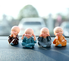 4pc Cute Monk Garden Ornament Buddha Car Decor Statue Kung Fu Miniature Craft UK