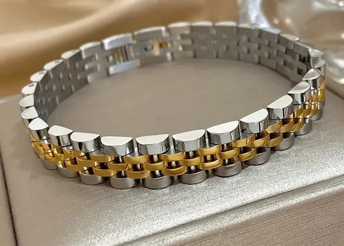 Bracelet silver gold high - silver/gold,