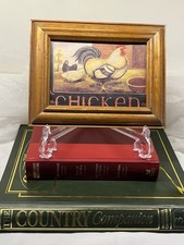 Vintage Farmhouse Style Wood Framed Print ‘Chicken’ Vintage Cottage Core Decor