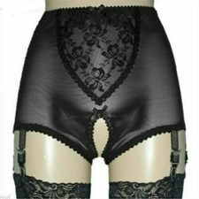 Lingerie CrotchlessHigh-waist Suspender Garter Lace Women's Panty  Mesh 6 Straps
