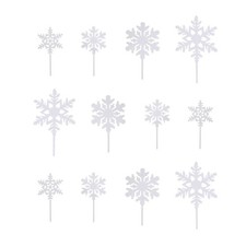  12 PCS Snowflake Cake Decorations New Year Cupcake Toppers Party