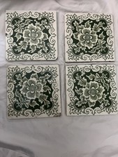 4 Victorian Glazed Green and