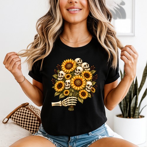 Gothic skull sunflower bouquet - sunflower,
