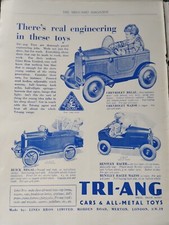 Sk10  Ephemera 1931 Advert Triang Motor Cars Peddle 