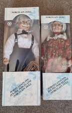 Two Porcelain Dolls Old Man And Old Lady In Boxes