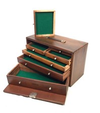 Antique Wooden Large Engineers Toolbox / Tool Box Collectors Cabinet by Union