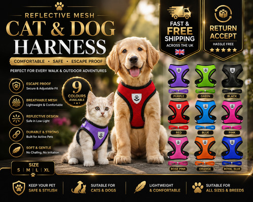 Reflective cat dog harness - reflective,