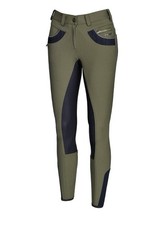 Pikeur Contina Full Grip Breeches, Olive & Navy With Denim Accents, Size 26L
