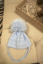 Satila Sätila of Sweden baby boy blue oversized giant pom pom hat Bobble hat